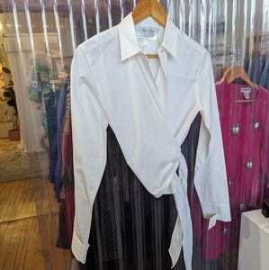 @MAXMARA CRISP WHITE WRAP BLOUSE